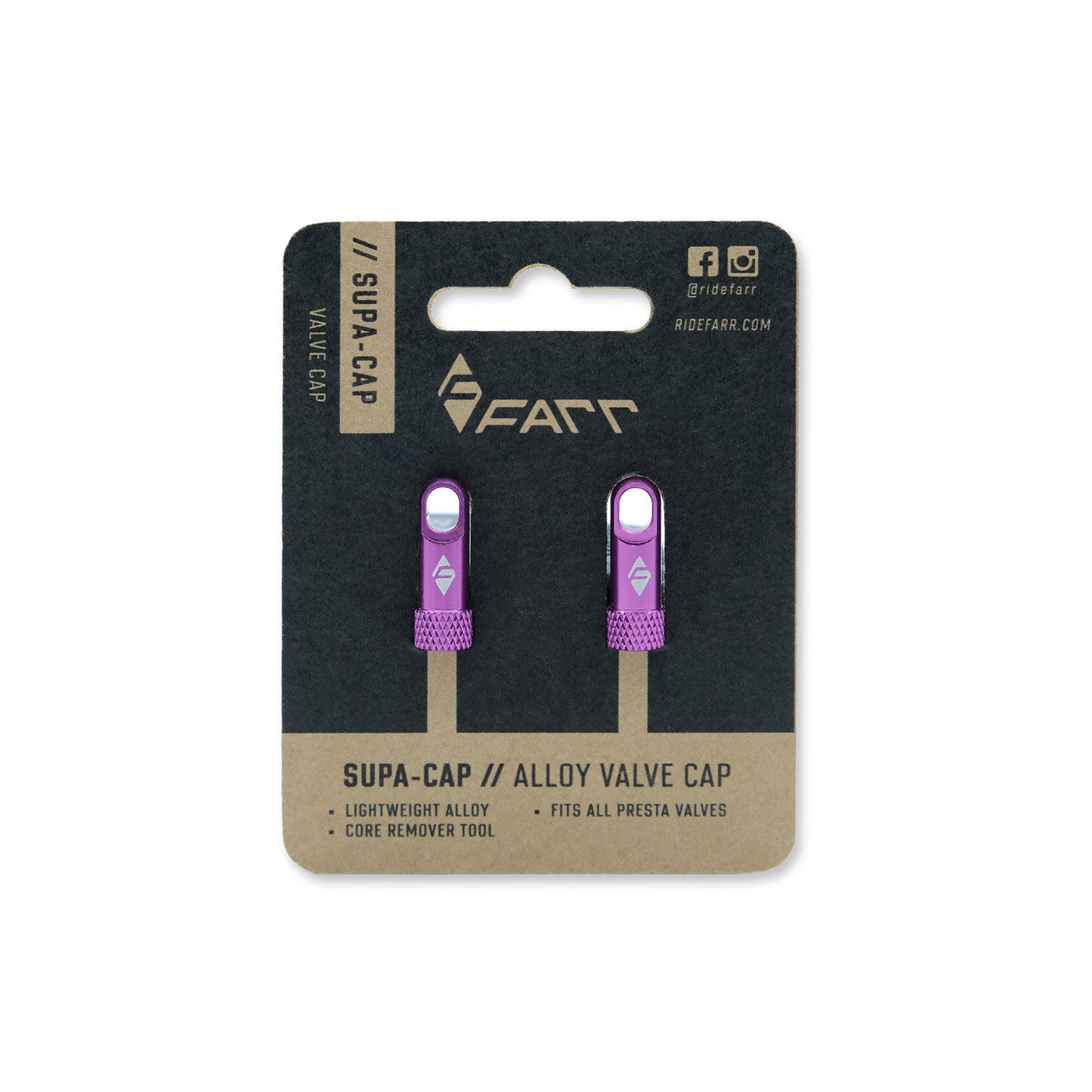 TUBELESS VALVE CAP W/CORE REMOVER PURPLE