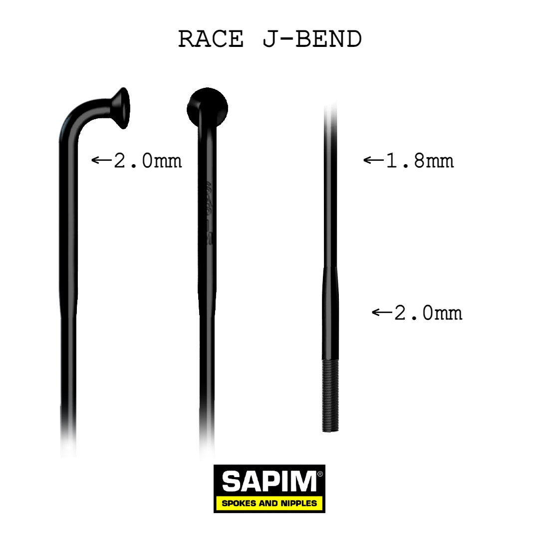 Sapim Race Double Butted J-Bend Spoke | Black | 284mm
