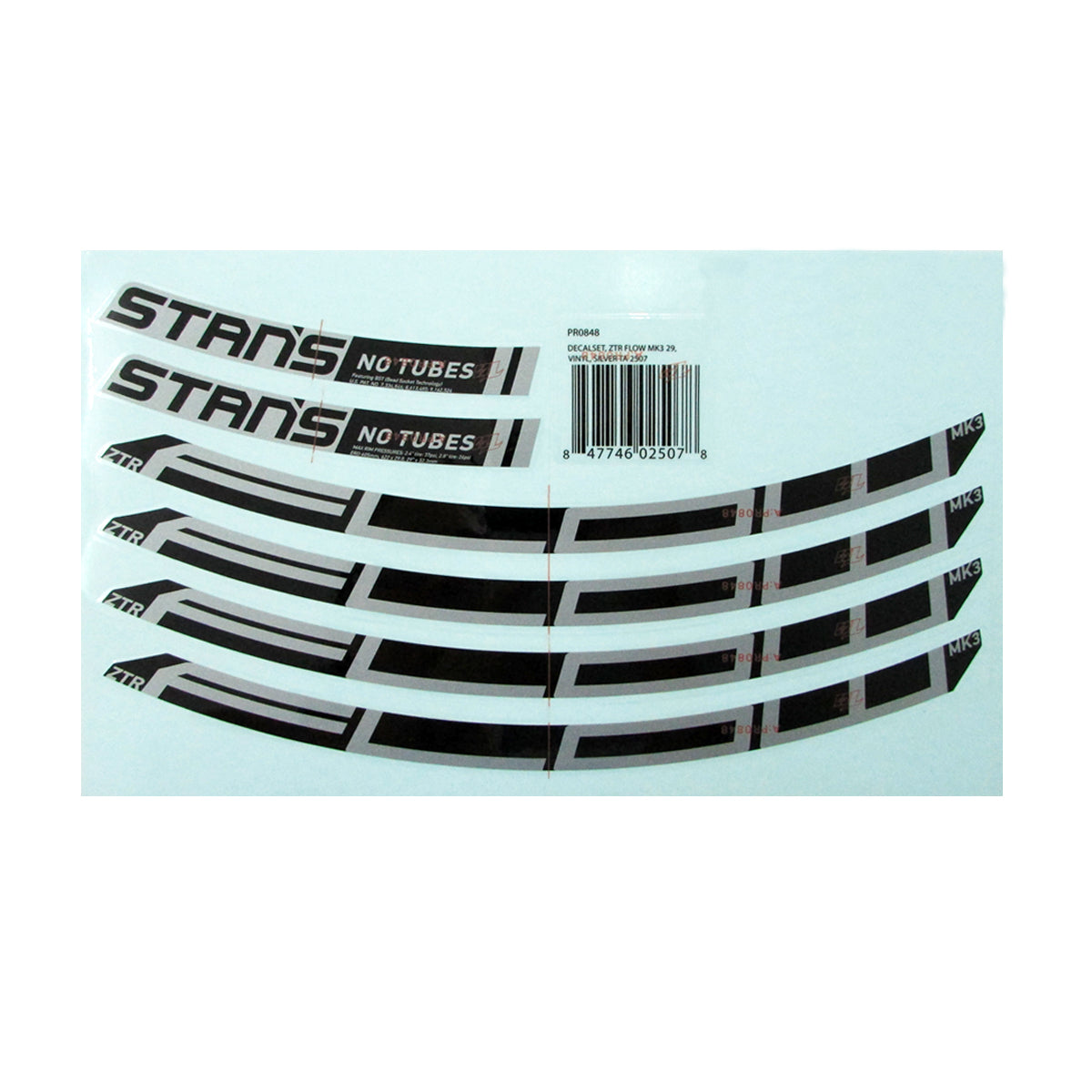 RIM DECAL SET FLOW MK3 29 SILVER