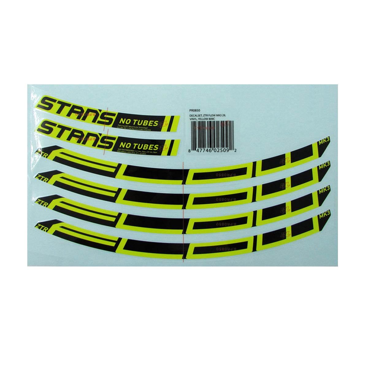 RIM DECAL SET FLOW MK3 29 YELLOW