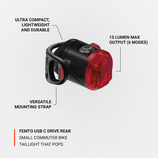 L/SET REAR LEZYNE FEMTO USB-C BLACK