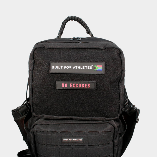 No Excuses Patch Black Back & Red Text