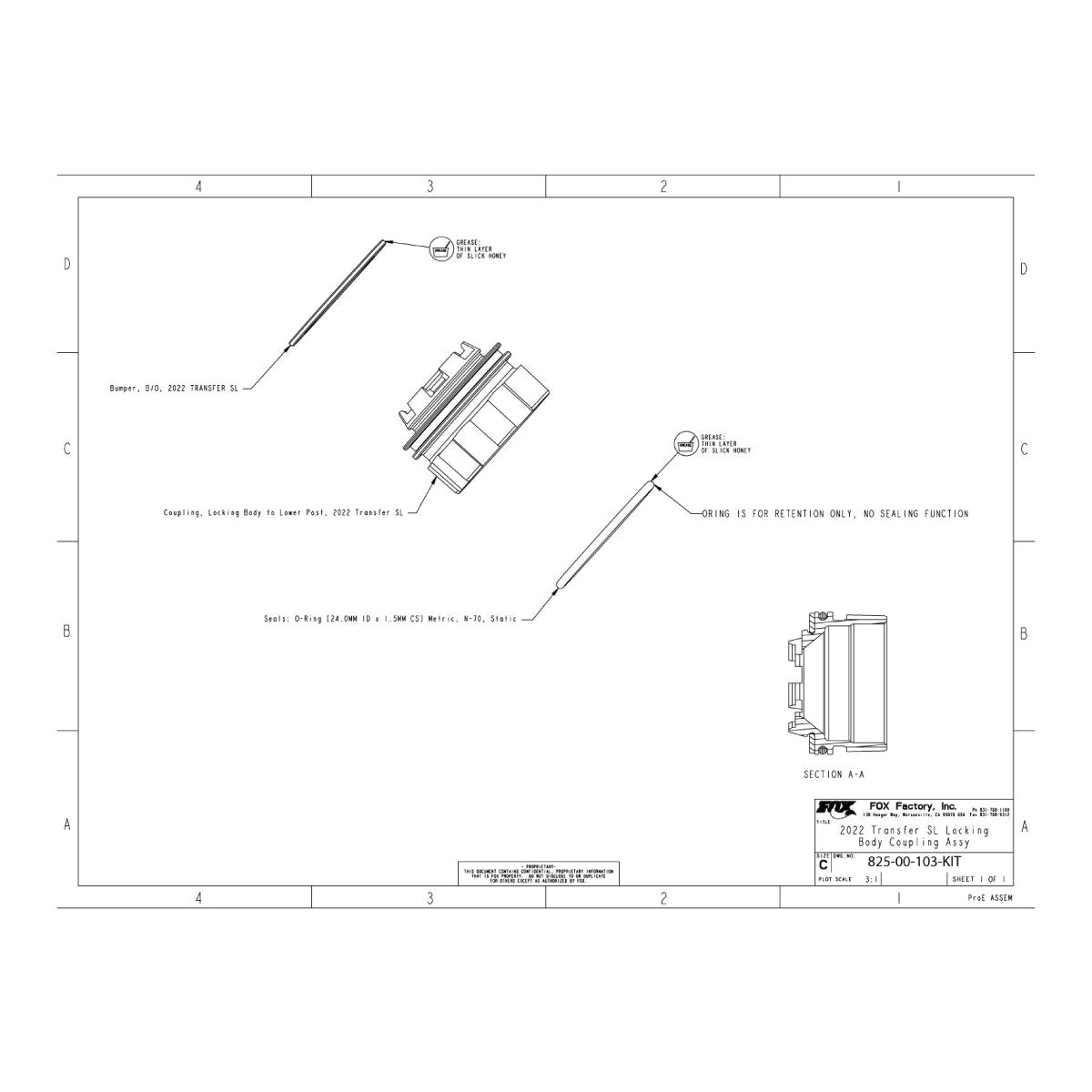 Fox Spares Transfer SL Locking Body Coupling Assy 2022