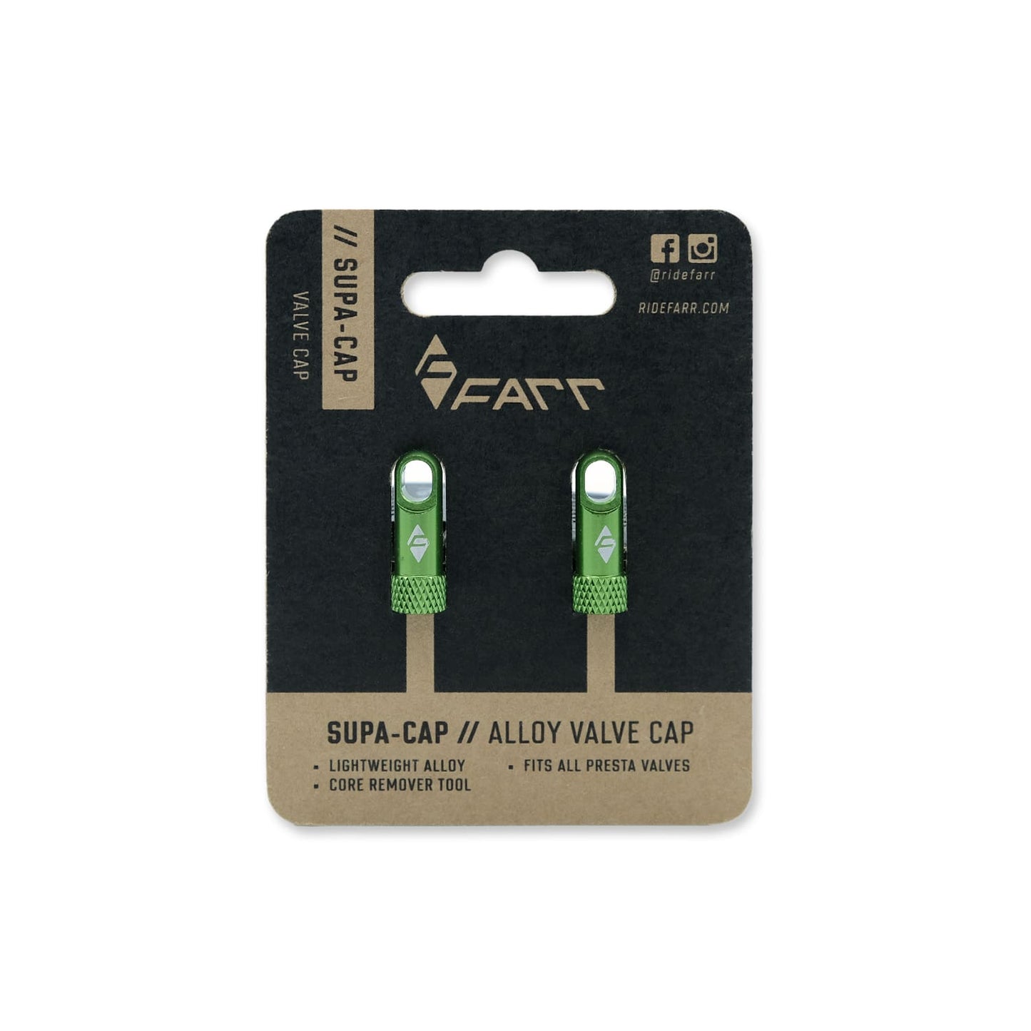 TUBELESS VALVE CAP W/CORE REMOVER GREEN