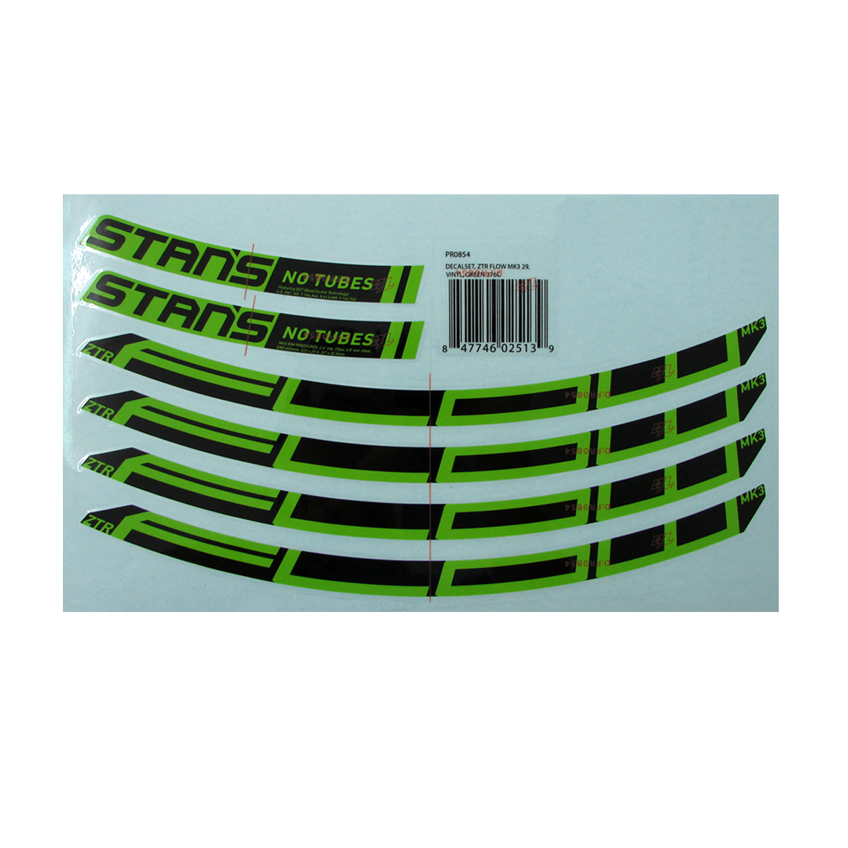 RIM DECAL SET FLOW MK3 29 GREEN