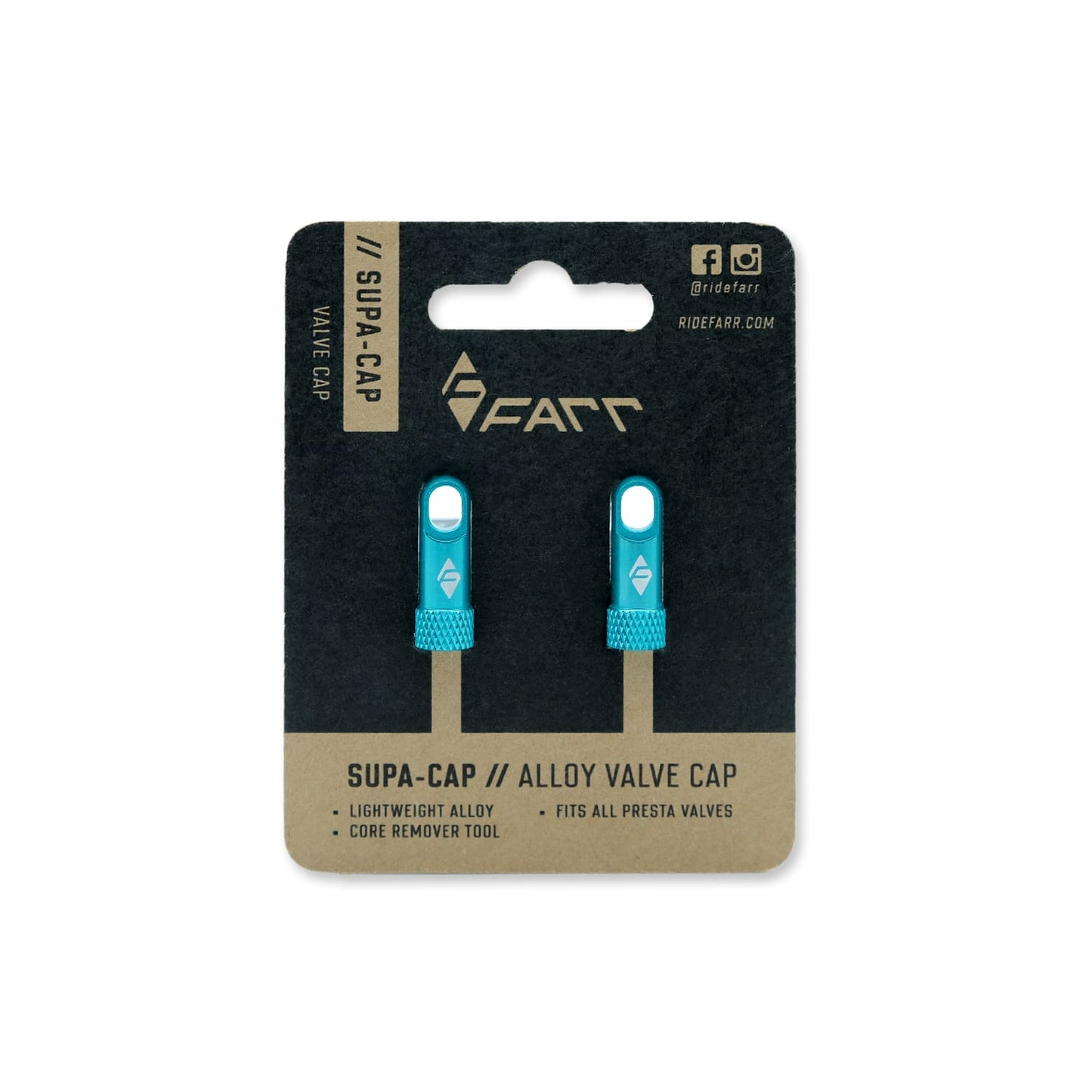 TUBELESS VALVE CAP W/CORE REMOVER AQUA