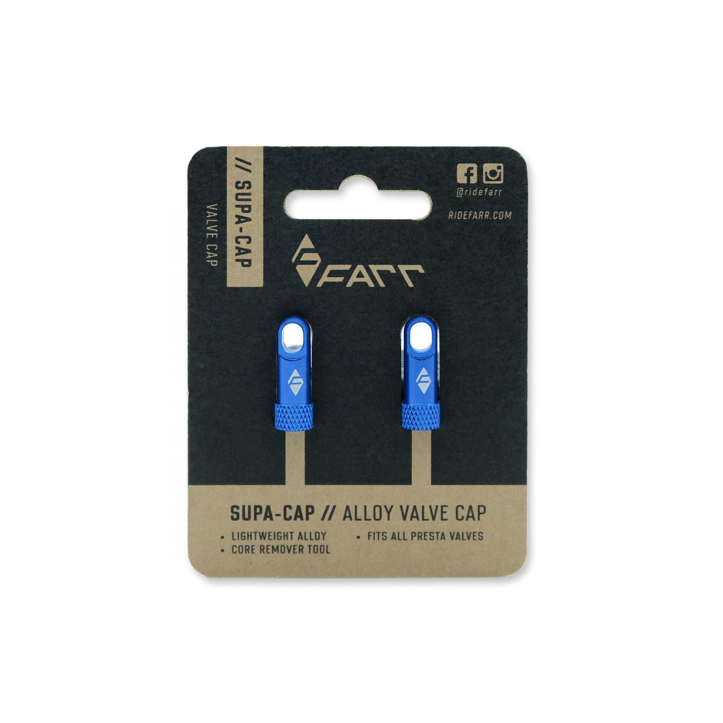 TUBELESS VALVE CAP W/CORE REMOVER BLUE