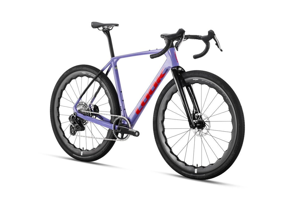 LOOK G85 Cezal – SRAM Force AXS / Fulcrum Soniq Wheels-Speckled Purple/Neon Orange Size L