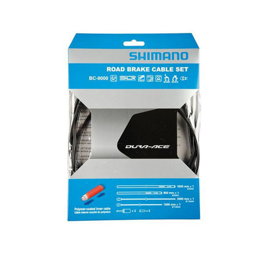 SHM BRAKE CABLE  SET ROAD BLACK POLYMER COATED