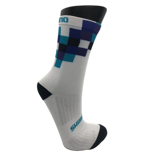 SHM SOCK CHECK WHITE LG 8-12