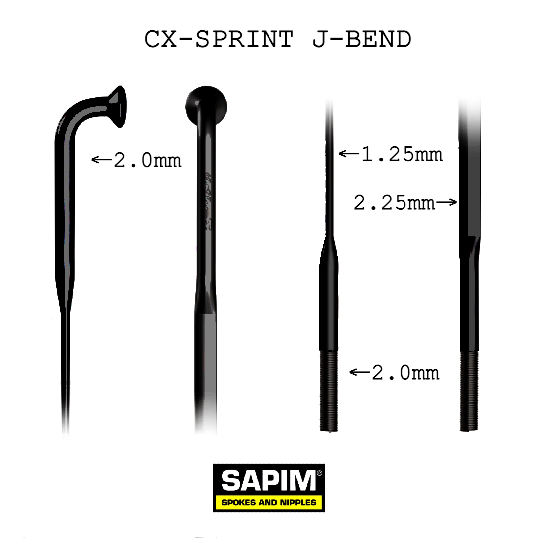 Sapim CX Sprint Bladed J-Bend Spoke | Black | 309mm