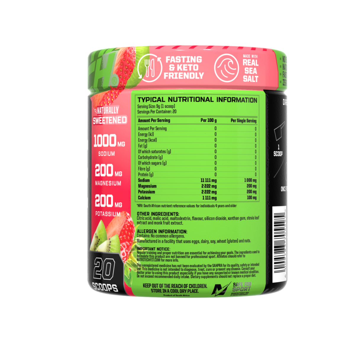 Nutritech Hydrate Electrolytes Kiwi Strawberry 270g Tub