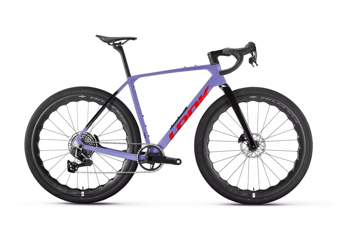 LOOK G85 Cezal – SRAM Force AXS / Fulcrum Soniq Wheels-Speckled Purple/Neon Orange Size S